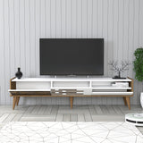 TV Furniture - TV Furniture Valensiya Walnut White Melamine 180x35x45 cm - Dimehouse
