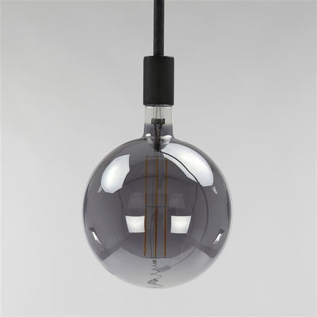 Light source LED filament Bulb Ø20 Smoke DH Interior Gray LxWxH 32x23x23 Glass Atmospheric photo diagonal front view