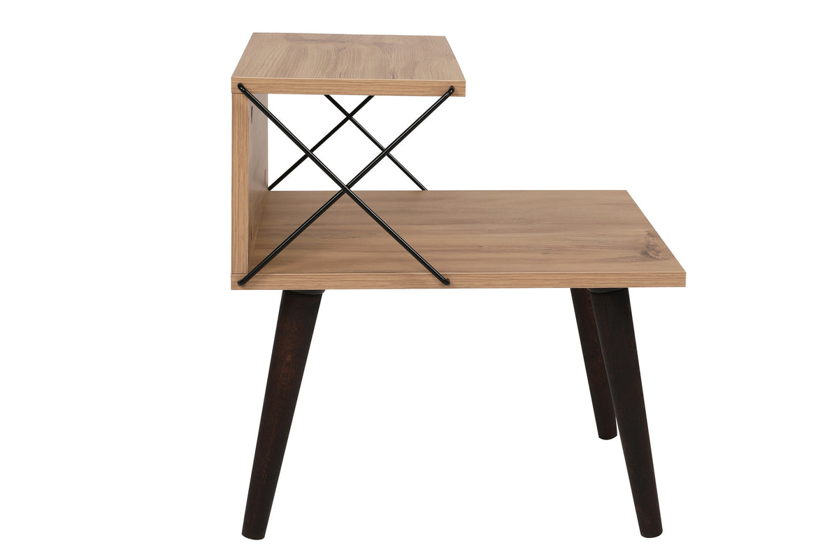 Bedside tables - Bedside table Cross Oak Melamine 50x55x40 cm - Dimehouse