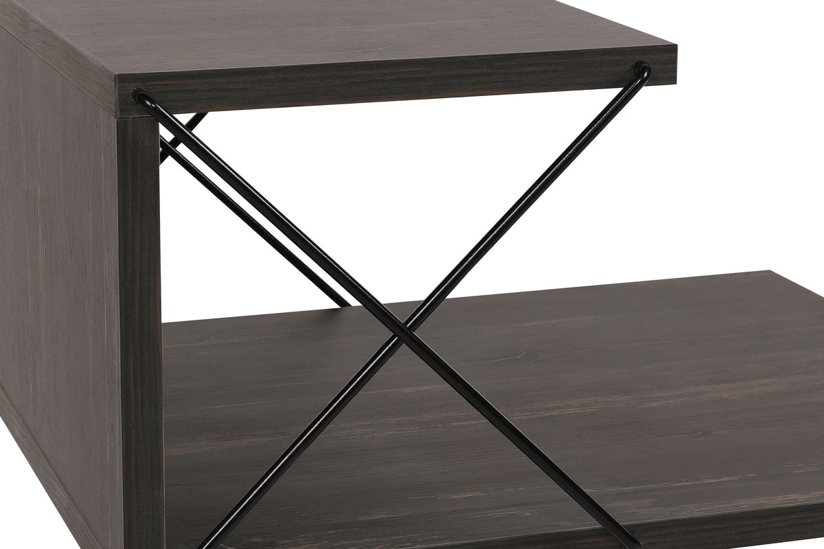 Bedside tables - Bedside table Cross Dark Brown Melamine 50x55x40 cm - Dimehouse