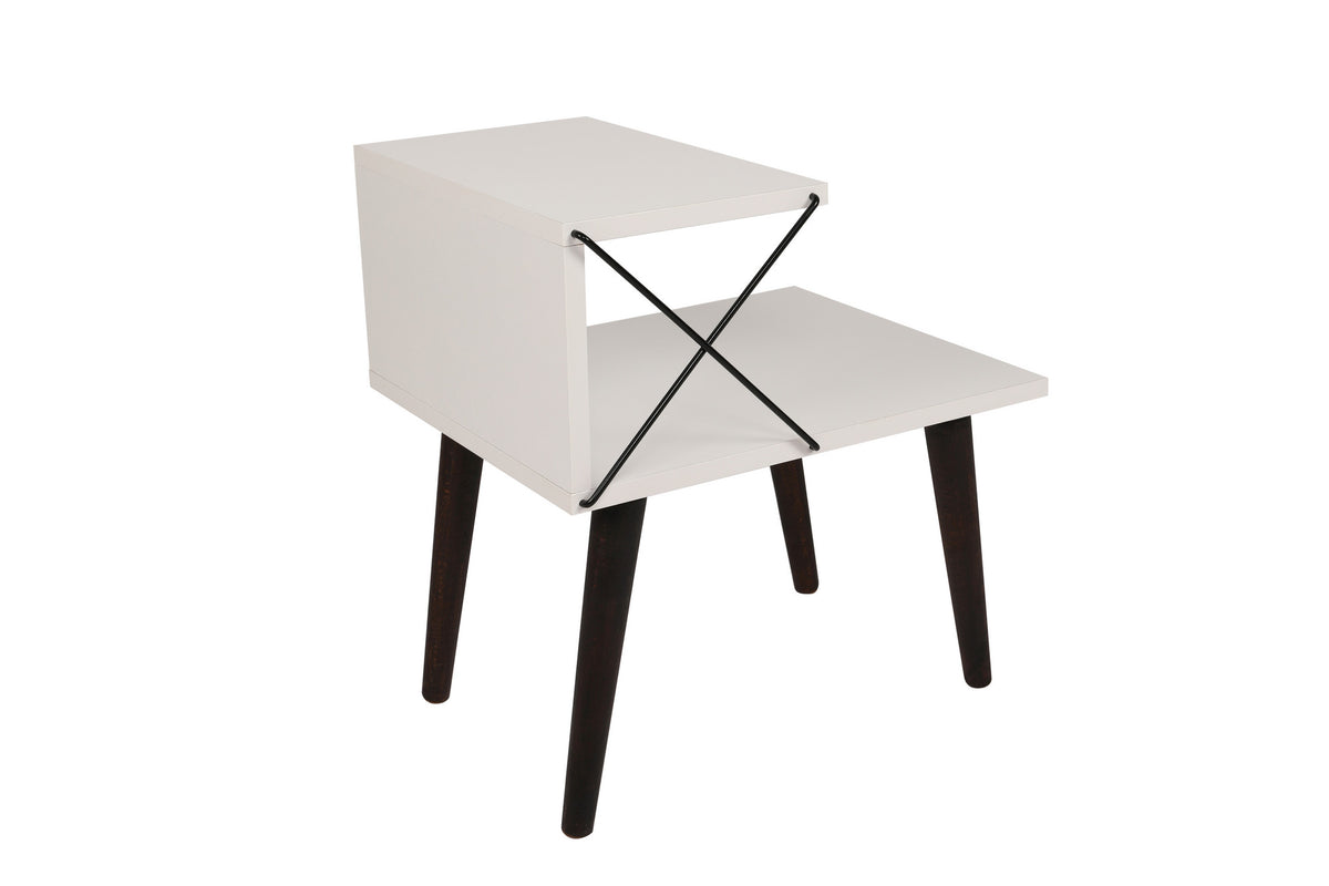 Bedside tables - Bedside table Cross White Melamine 50x55x40 cm - Dimehouse