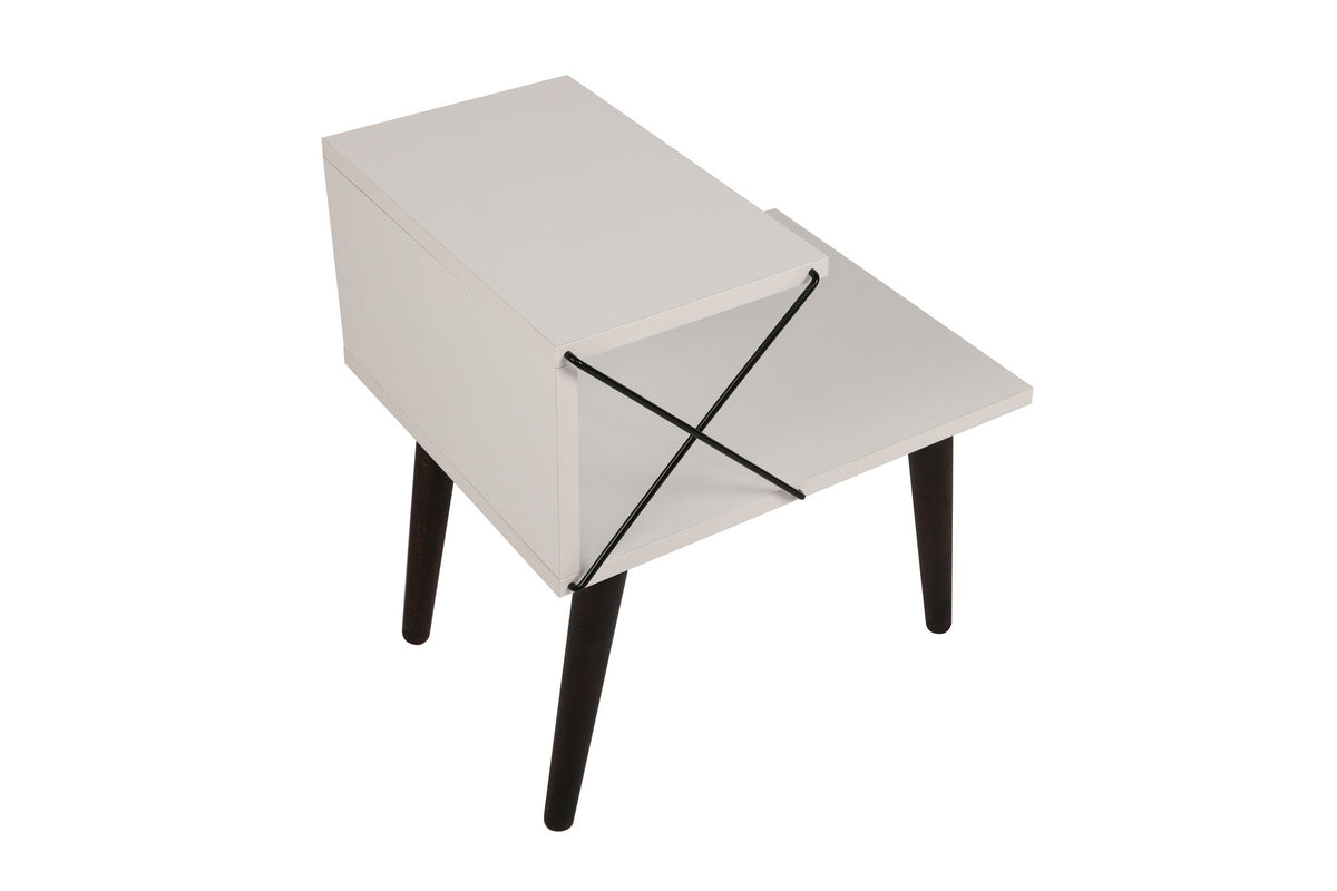 Bedside tables - Bedside table Cross White Melamine 50x55x40 cm - Dimehouse