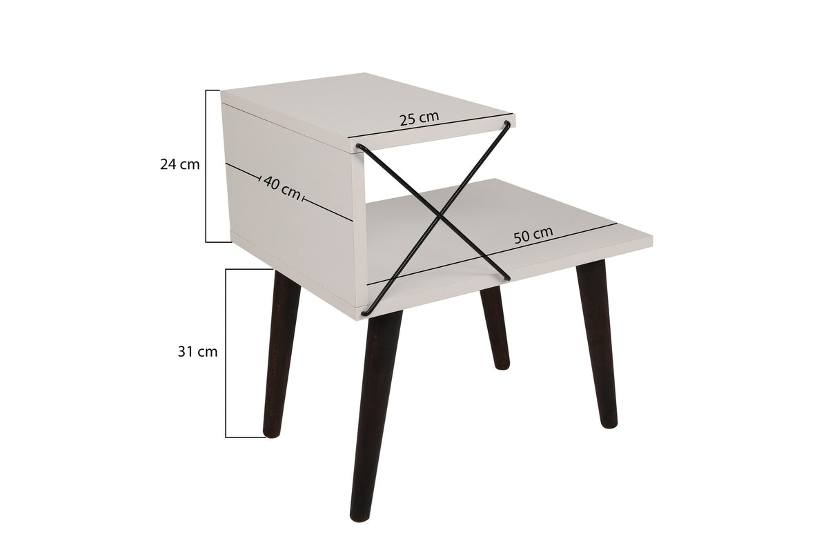 Bedside tables - Bedside table Cross White Melamine 50x55x40 cm - Dimehouse