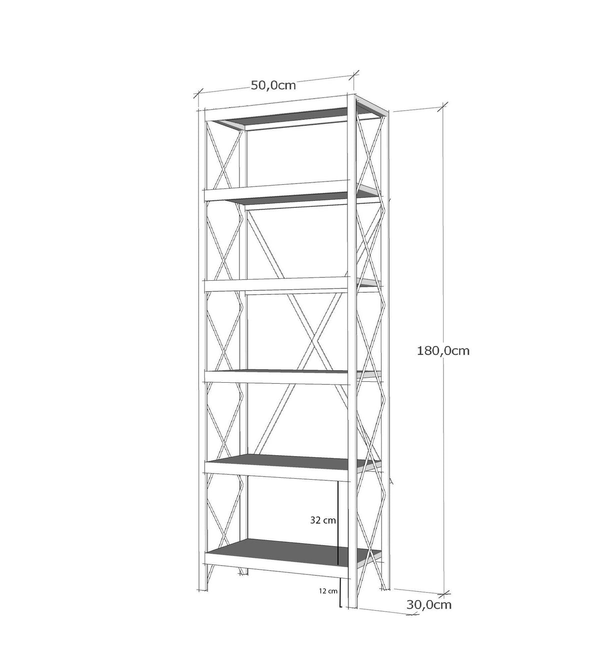 Bookcases - Bookcase Suadiye Atlantic Pine Black Melamine 50x180x30 cm - Dimehouse