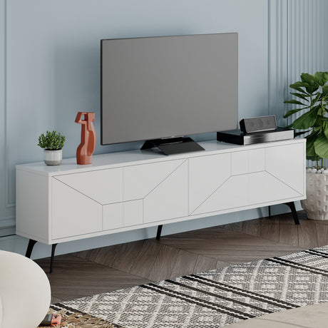 TV Furniture - TV Furniture Dune White Melamine 180x50x29.6 cm - Dimehouse