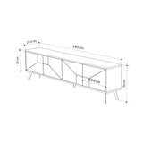 TV Furniture - TV Furniture Dune White Melamine 180x50x29.6 cm - Dimehouse