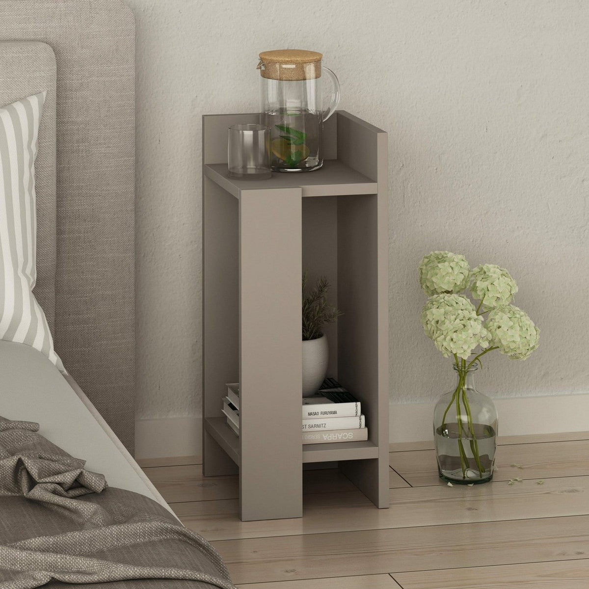 Bedside tables - Bedside table Right Elos Mocha Melamine 25x60x27 cm - Dimehouse