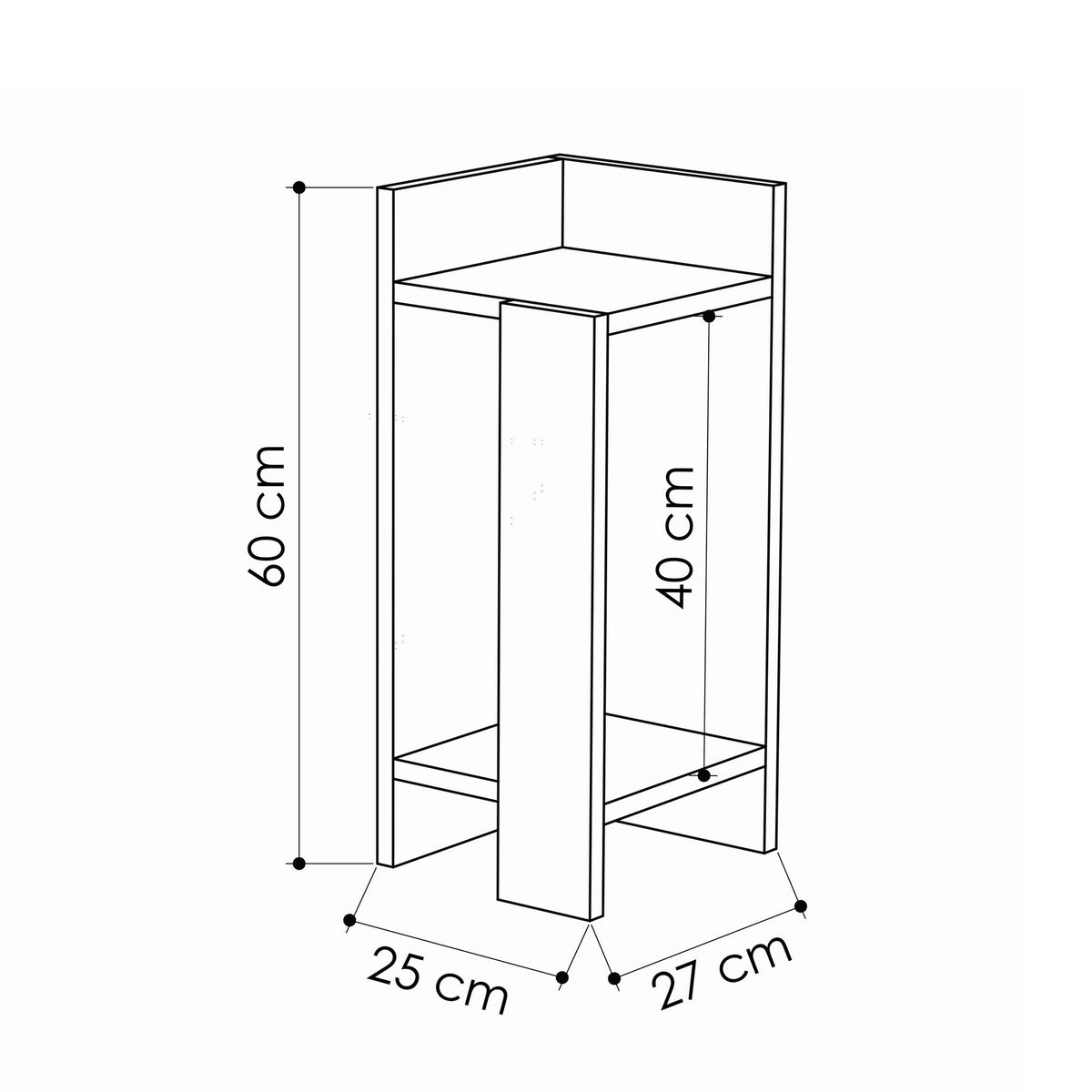 Bedside tables - Bedside table Set of 2 Elos Oak Anthracite Melamine 25x60x27 cm - Dimehouse