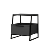 Bedside tables - Bedside table Pal Anthracite Melamine 45x50x40 cm - Dimehouse