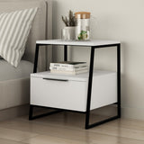 Bedside tables - Bedside table Pal White Melamine 45x50x40 cm - Dimehouse