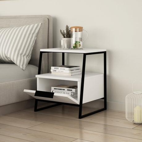 Bedside tables - Bedside table Pal White Melamine 45x50x40 cm - Dimehouse