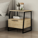 Bedside tables - Bedside table Pal Oak Melamine 45x50x40 cm - Dimehouse