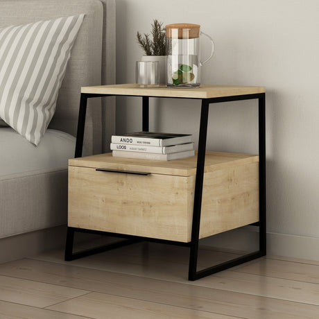 Bedside tables - Bedside table Pal Oak Melamine 45x50x40 cm - Dimehouse