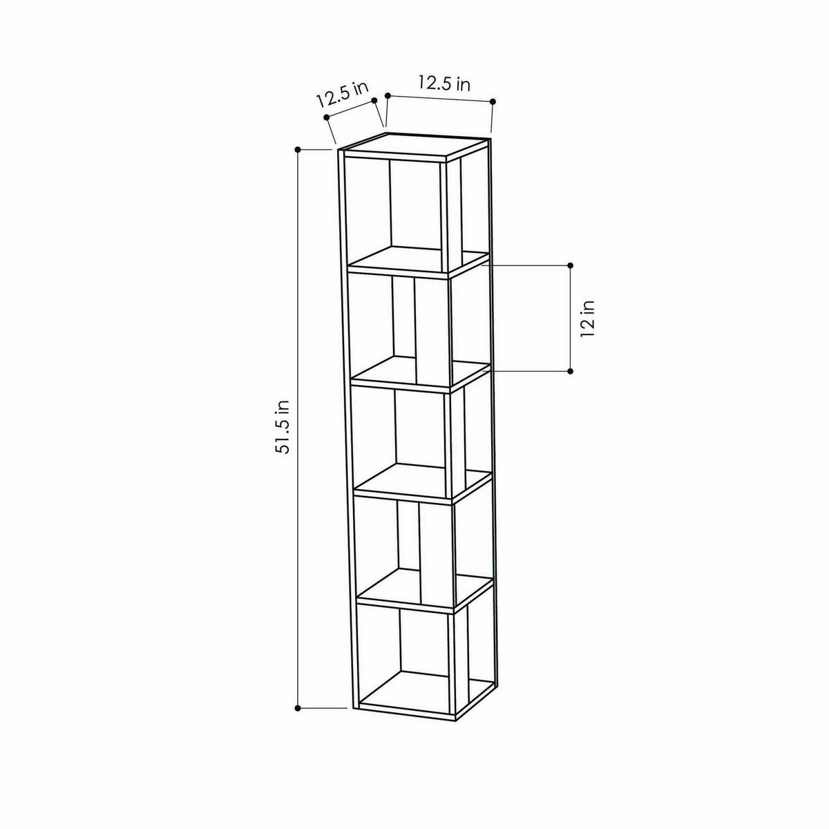 Bookcases - Bookcase Piano White Melamine 34x161x34 cm - Dimehouse