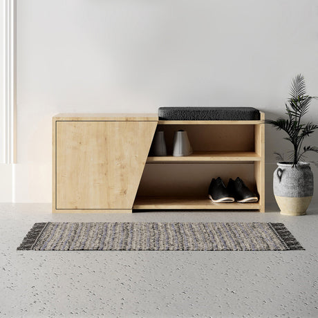 Shoe cabinets - Shoe cabinet Fiona Oak Melamine 104x37x47 cm - Dimehouse