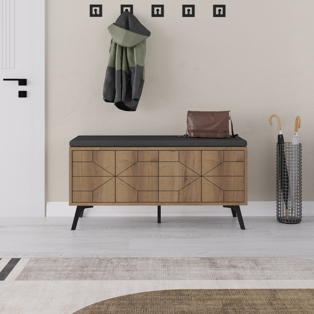 Shoe cabinets - Shoe cabinet Dune Bench Natural Melamine 107x55x35 cm - Dimehouse