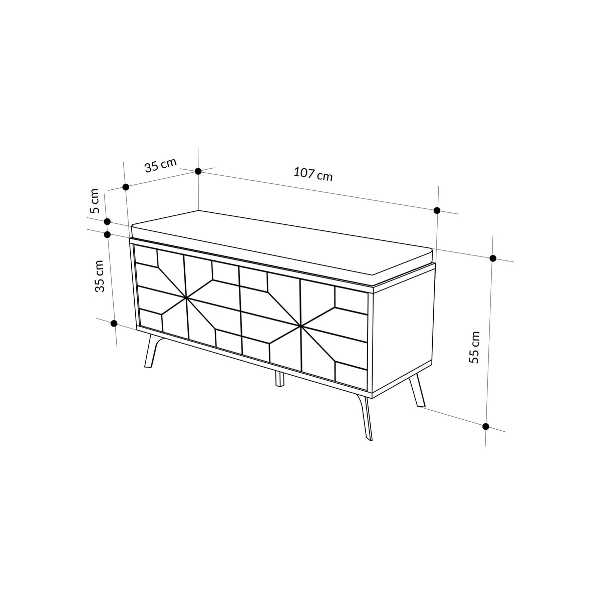 Shoe cabinets - Shoe cabinet Dune Bench Mocha Melamine 107x55x35 cm - Dimehouse