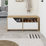 Shoe cabinets - Shoe cabinet Nexus Oak White Melamine 105x47x37 cm - Dimehouse