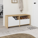 Shoe cabinets - Shoe cabinet Nexus Oak White Melamine 105x47x37 cm - Dimehouse