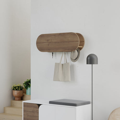 Coat racks - Coat rack Oval 6 - Angled - Hitit - 84x29 cm - With compartment - Dimehouse