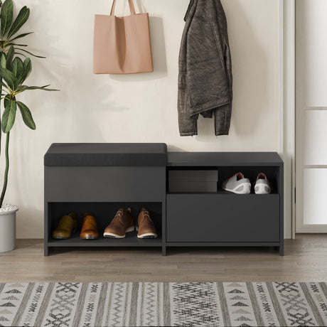 Shoe cabinets - Shoe cabinet Filux Anthracite Melamine 120.3x51x40.5 cm - Dimehouse
