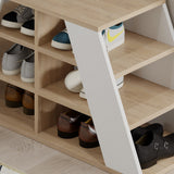 Shoe cabinets - Shoe cabinet Pyramid Oak White Melamine 105.5x50x37.5 cm - Dimehouse