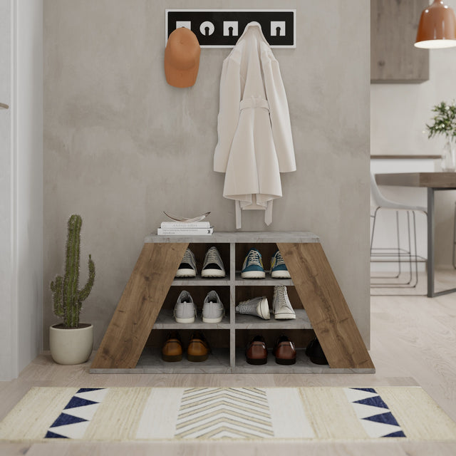 Shoe cabinets - Shoe cabinet Pyramid Natural Melamine 105.5x50x37.5 cm - Dimehouse
