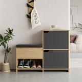 Shoe cabinets - Shoe cabinet Haven Anthracite Oak Melamine 101.5x80.5x35.5 cm - Dimehouse