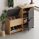 Shoe cabinets - Shoe cabinet Haven Anthracite Oak Melamine 101.5x80.5x35.5 cm - Dimehouse