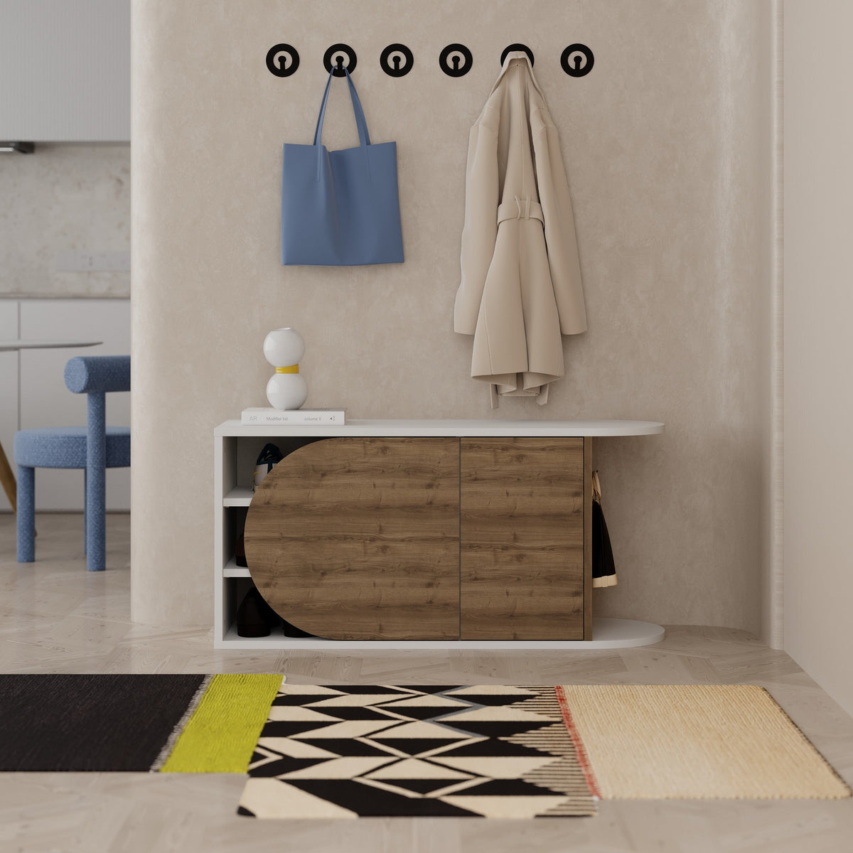 Shoe cabinets - Shoe cabinet Nova Shoe Bench Natural White Melamine 104x50x37 cm - Dimehouse