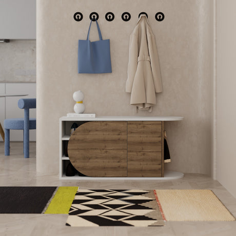 Shoe cabinets - Shoe cabinet Nova Shoe Bench Natural White Melamine 104x50x37 cm - Dimehouse