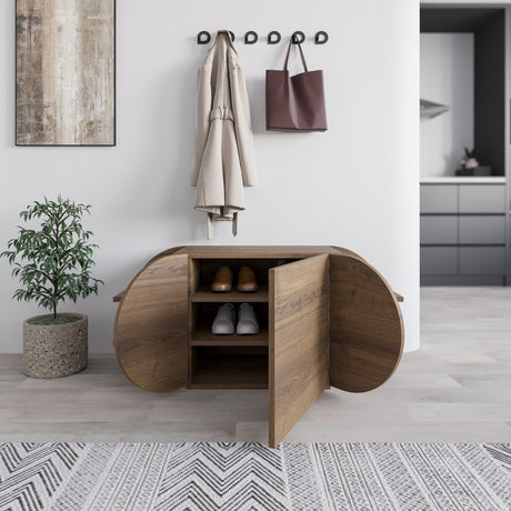 Shoe cabinets - Shoe cabinet Pozy Shoe Bench Natural Melamine 110x50x40.4 cm - Dimehouse