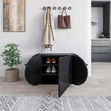 Shoe cabinets - Shoe cabinet Pozy Shoe Bench Black Melamine 110x50x40.4 cm - Dimehouse