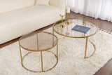 Coffee Tables - Modern Round Coffee Table Set of 2 Uru Gold - Bronze Glass - 80/60 cm - Dimehouse