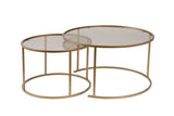 Coffee Tables - Modern Round Coffee Table Set of 2 Uru Gold - Bronze Glass - 80/60 cm - Dimehouse