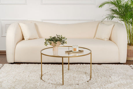 Coffee tables - Modern Round Coffee Table Uru Gold - Glass - 80 cm - Dimehouse