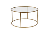 Coffee tables - Modern Round Coffee Table Uru Gold - Glass - 80 cm - Dimehouse