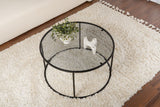 Coffee tables - Modern Round Coffee Table Uru Black - Gray Glass - 80 cm - Dimehouse