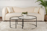 Coffee Tables - Modern Round Coffee Table Set of 2 Uru Black - Transparent Glass - 80/60 cm - Dimehouse