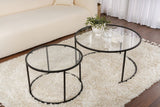 Coffee Tables - Modern Round Coffee Table Set of 2 Uru Black - Transparent Glass - 80/60 cm - Dimehouse
