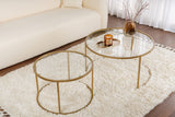 Coffee Tables - Modern Round Coffee Table Set of 2 Uru Gold - Transparent Glass - 80/60 cm - Dimehouse