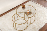 Coffee Tables - Modern Round Coffee Table Set of 2 Uru Gold - Transparent Glass - 80/60 cm - Dimehouse