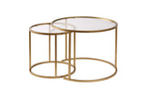 Coffee Tables - Modern Round Coffee Table Set of 2 Uru Gold - Transparent Glass - 60/42 cm - Dimehouse