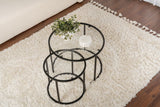 Coffee Tables - Modern Round Coffee Table Set of 2 Uru Black - Transparent Glass - 60/42 cm - Dimehouse