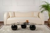 Coffee tables - Organic coffee table gray tinted glass black ball legs Sphere 120x70 cm - Dimehouse