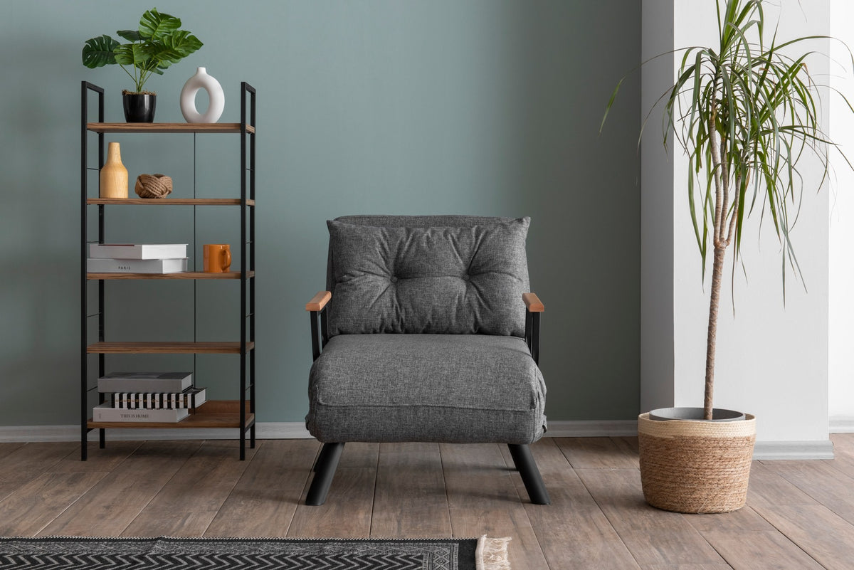 Armchairs - Scandinavian sleeping armchair Gray mixed fabric Sando - Dimehouse