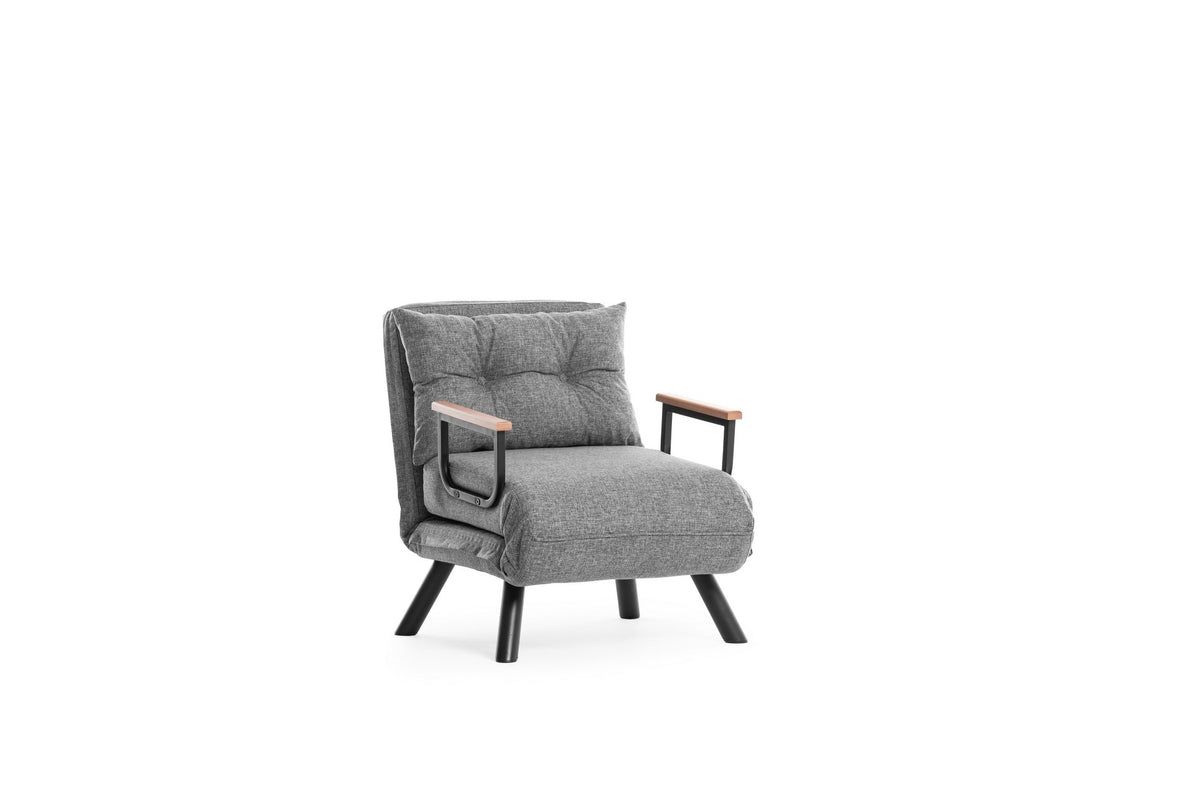Armchairs - Scandinavian sleeping armchair Gray mixed fabric Sando - Dimehouse