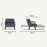 Armchairs - Scandinavian sleeping armchair Gray mixed fabric Sando - Dimehouse