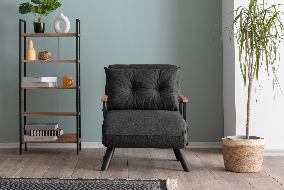Armchairs - Scandinavian sleeping armchair Anthracite mixed fabric Sando - Dimehouse