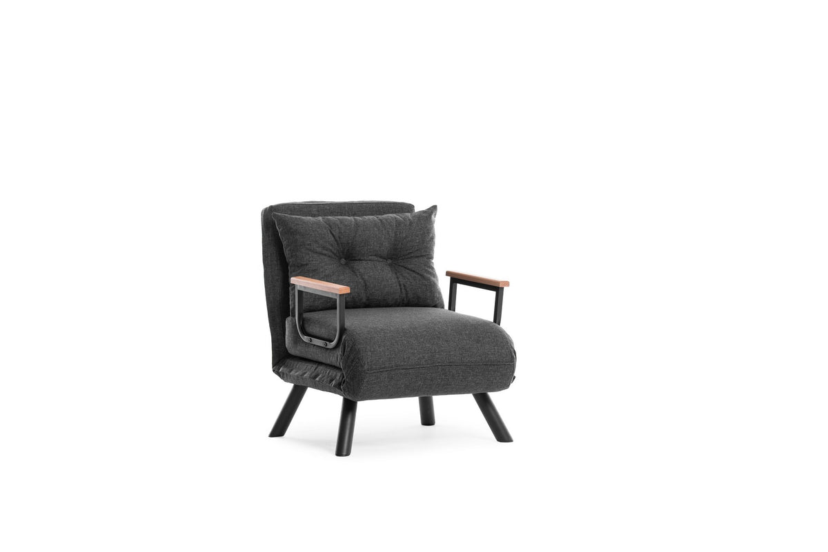 Armchairs - Scandinavian sleeping armchair Anthracite mixed fabric Sando - Dimehouse